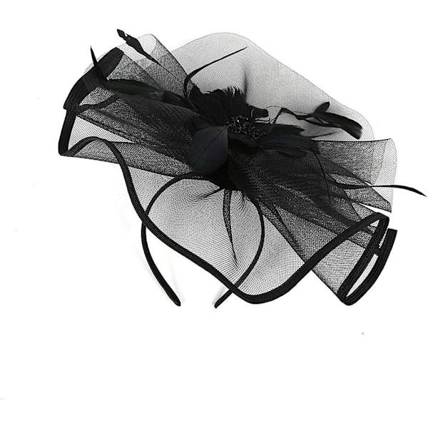 Blomsternet Bryllupsfascinator Hat til Kvinder (Sort)