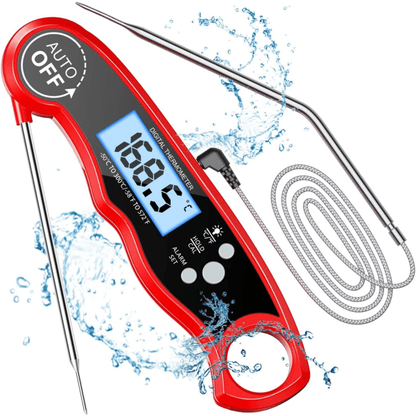 Kökstermometer, Instant Läsning Kocktermometer, Digital Termometer för Matlagning, Kött, Rödvin