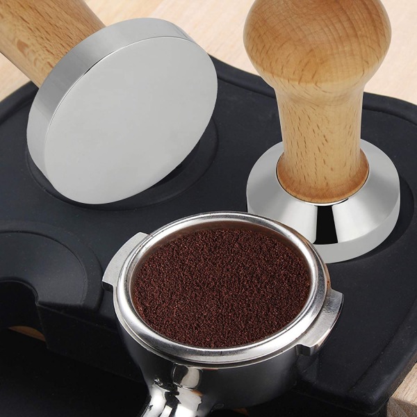 51mm Kaffeepres i Rustfrit Stål, Kaffetamper med Træhåndtag Espresso Tamper til Kaffemaskine