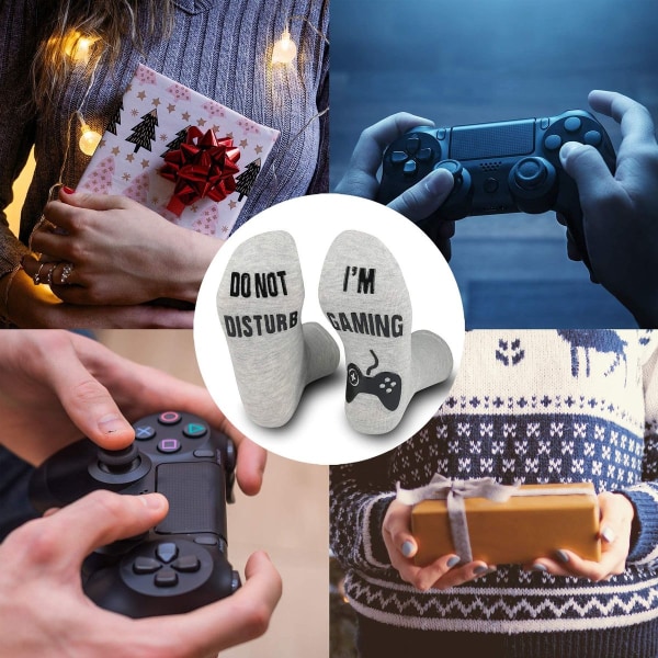 Ikke forstyrr, jeg spiller sokker - Gaming sokker - Morsomme nyheter - Grå KLB