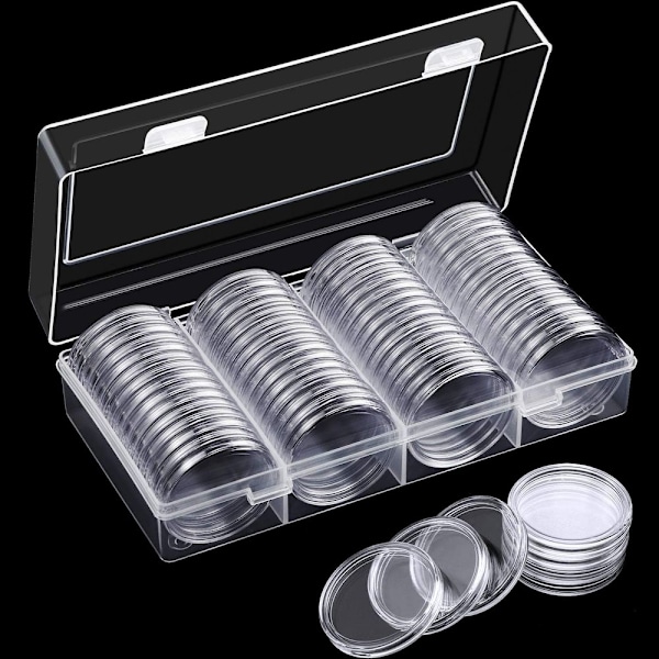 Förvaringsbehållare för silvermynt 40 mm för myntsamlare, 60-pack