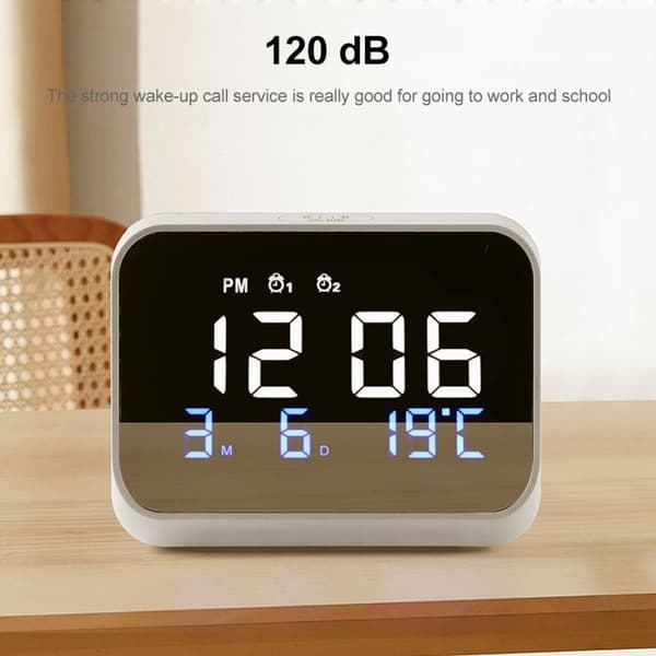 Q5 Multifunktionell elektronisk väckarklocka med LED-display (vit)