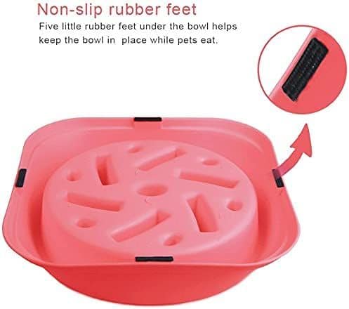 Långsam utfodring hundskål långsam utfodring halkfri design rolig interaktiv utfodring hundar(rosa)