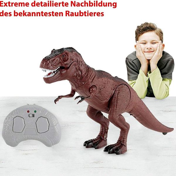 Kauko-ohjattava T-Rex Dino Dinosaurus Tyrannosaurus lapsille, jossa ääni ja kävely KLB