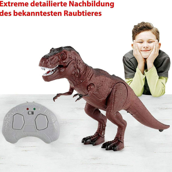 RC fjernbetjent T-Rex Dino Dinosaur Tyrannosaurus til børn med lyd og gang KLB