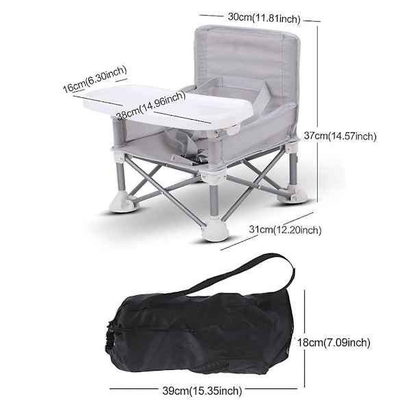 Barnestol med brett, bærbar, sammenleggbar, justerbar, avtakbar, camping, plen, barn, bord, søt, robust, rosa