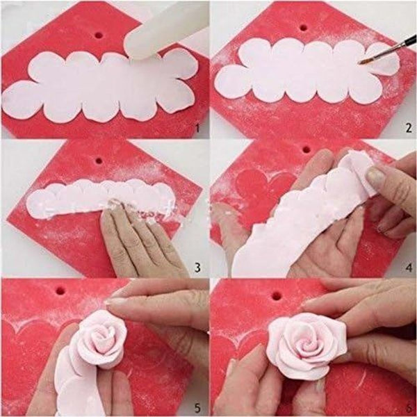 Sett med 3 rosekutter fondant blomsterkakekutter kakeform kakeform baking