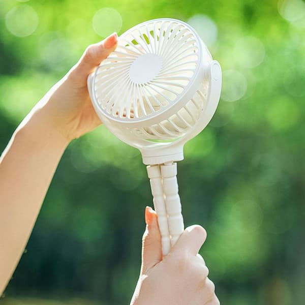 Bærbar blæksprutteventilator til klapvogn lavet af ABS, PP og hvid