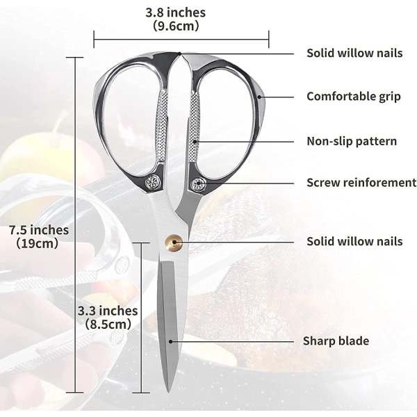Köksax, Multifunktionell Sax i Rostfritt Stål, för Kyckling, Nötkött, Grill, Fjäderfä, Fisk, Grönsaker