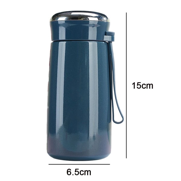 Portable Fashion Thermos Mug Small 304 Cup Women Cute Dark Blue