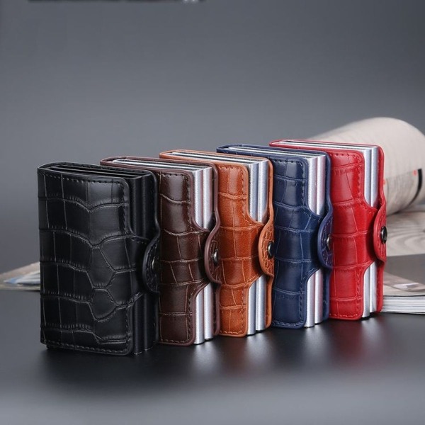 K9171 RFID Antimagnetic Card Holder Men Crocodile Pattern Automatic