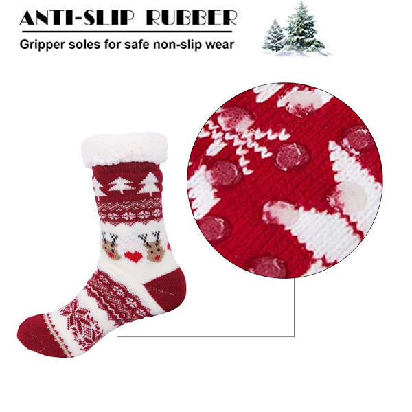 Pige Jule Slippers Strømper Skridsikre Fluffy Vinter Strømper Style 2 KLB