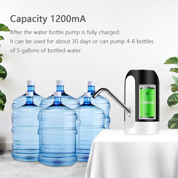 Vatten Dispenser Elektrisk Bärbar USB Laddning 5 Gallon Flaska Vattenpump
