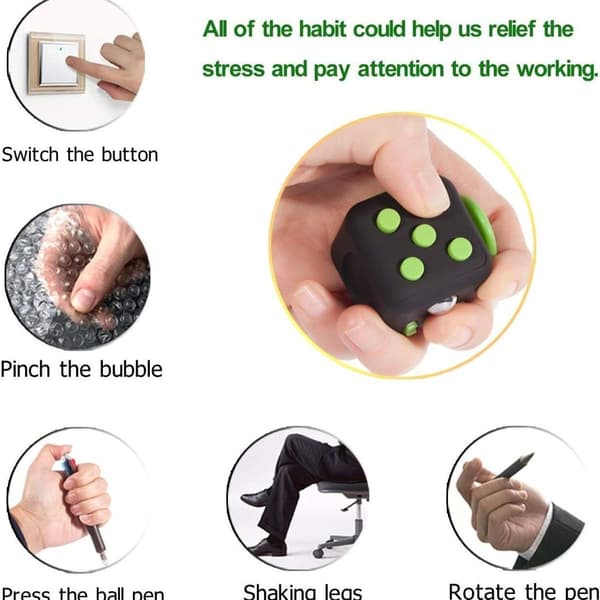 Fidget stress cube fra [1 stk] terning mod stress, rastløse hænder, perfekt til n KLB