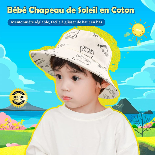 Baby Boy Aurinkohattu Kauhahattu leveälierinen Baby Girl Säädettävä puuvillahattu UV-suojaus Lasten kesähattu Khaki (2-4 vuotta)