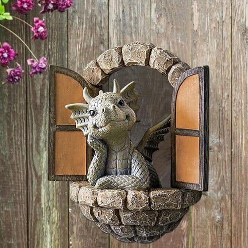 Solar dekorativ drage statue, dragefigurer dekorasjon, drageskulptur hage,