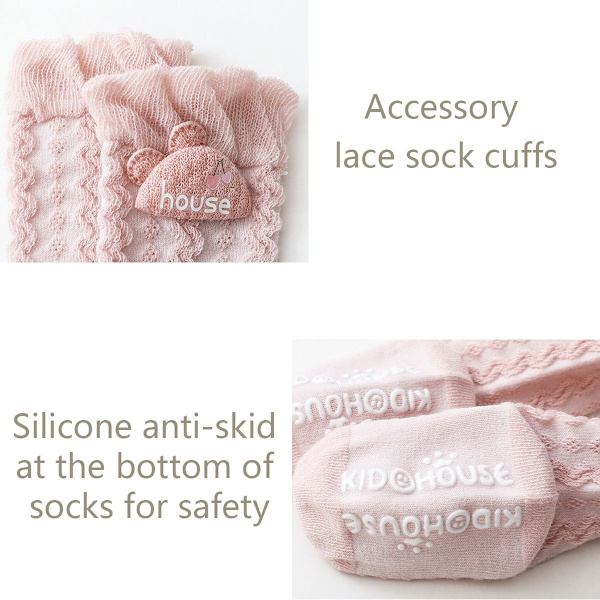 Par Babyflickor Knähöga Strumpor Toddler Båge Mesh Långa Strumpor M KLB