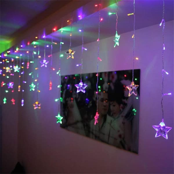 LED Gardinlys 1,5m x 0,5m USB 48 LED Stjernelyskæde