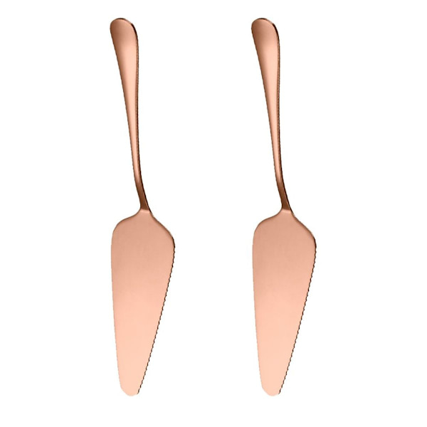 Tårtkniv med spatel, rostfritt stål för tårtor, bakverk, bakverk, roséguld