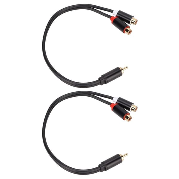RCA-splitterkabel, 1 hann til 2 hunn, stereo, gull, KLB