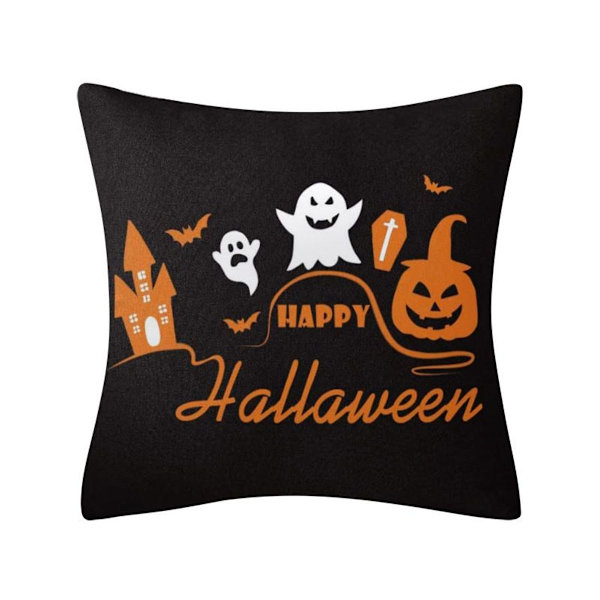 Kuddfodral 4 st Kuddfodral 45*45cm Pumpa Spöke Spindelnät Tryck Linne Hem