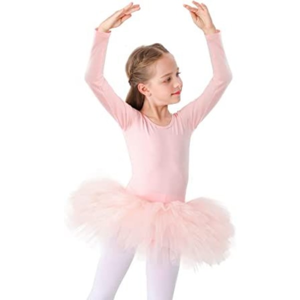 Piger Ballet Tutu Kjole Bomuld Dance Leotard med nederdel Kortærmet/langærmet ballerina outfit