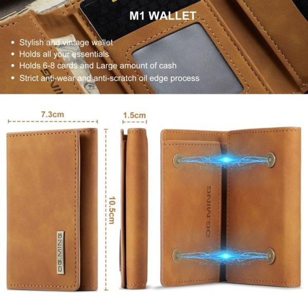 M1 Series Magnetic Tri-Fold plånbok (brun)
