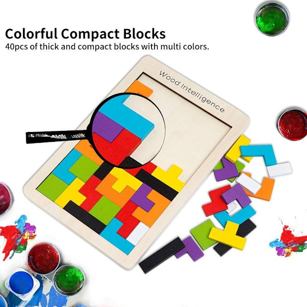 Tetris träpussel leksak från 3 år pojkar Tetris tangram träpussel KLB