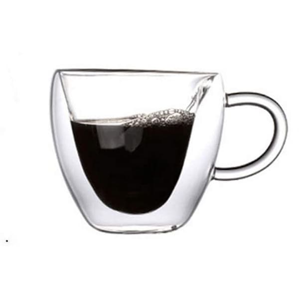 Hjärtformade dubbelväggiga isolerade glaskoppar för kaffe eller te,
