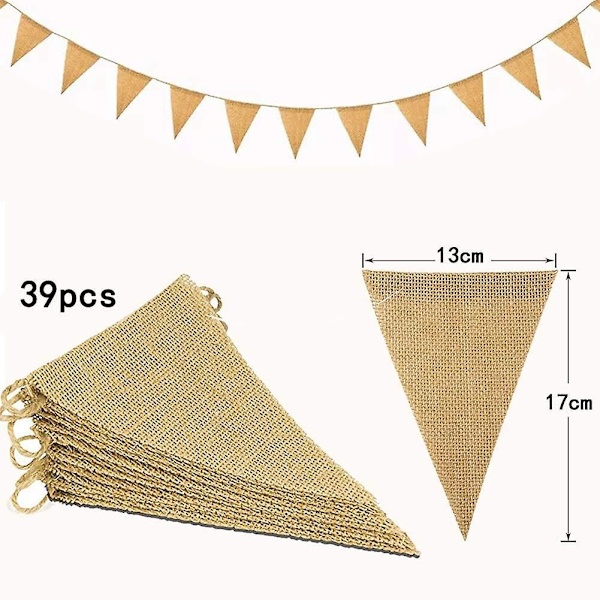 3 kpl Banner Viirinauha, Hamppuköysi Kolmio Koriste Liput Setti 13x17cm