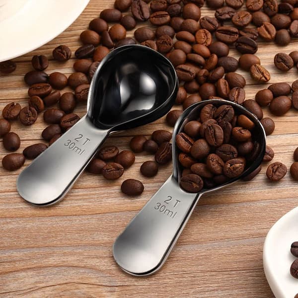 Rustfritt stål kaffeskje, kort håndtak, svart KLB