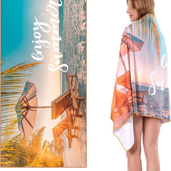 Mikrofiber strandhåndklæde, bærbart, hurtigtørrende rejsehåndklæde