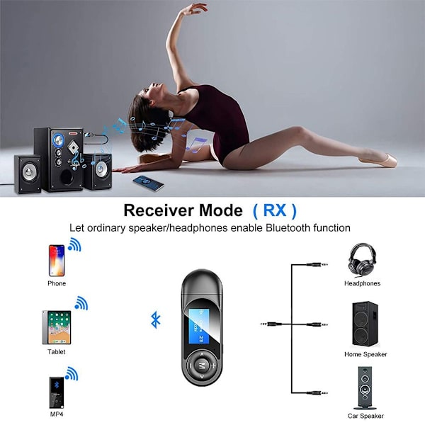 Bluetooth-adapter 5.0 Bluetooth-sändare mottagare High Definition Low Latency KLB