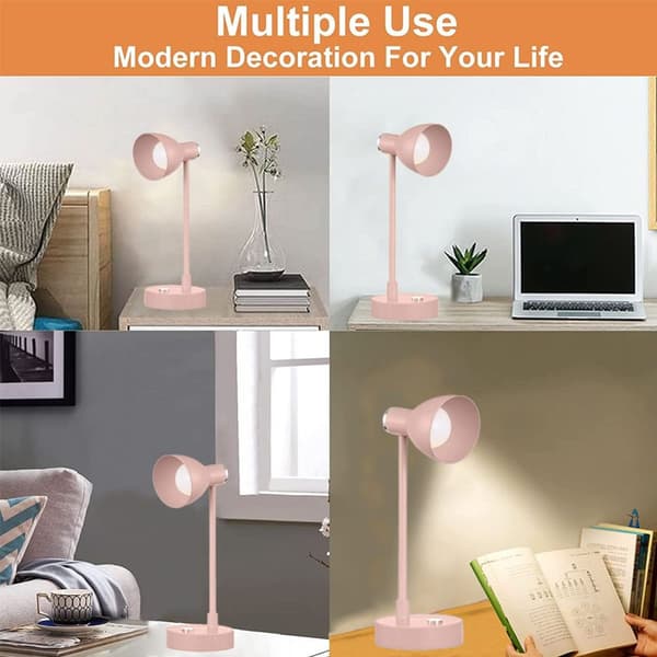 LED øyebeskyttende leselampe, USB-oppladbar, rosa