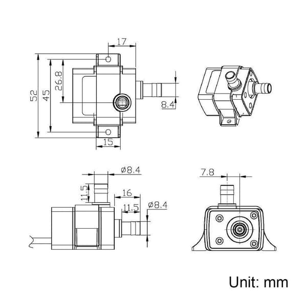 12V DC Mini Vandpumpe til Desktop Computer, Mini Varmeapparat