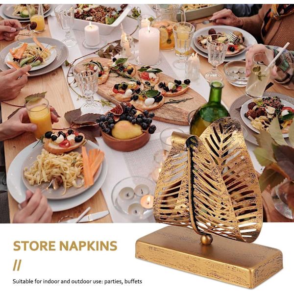 Moderne servietholder, papirhåndklædeholder, guld trekantløv, papirdispenser til køkkenbord, kontor, middag