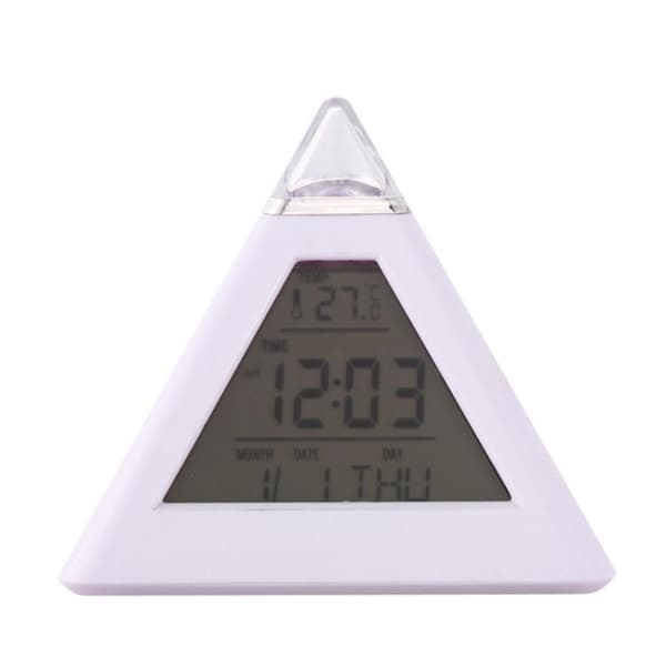 2 st Färgförändrande Pyramid Digital LCD Väckarklocka Termometer Temperatur Datum