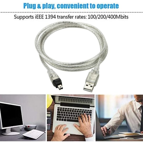 USB-kabel (han til Firewire IEEE1394a han, med 4 ben, til enheder