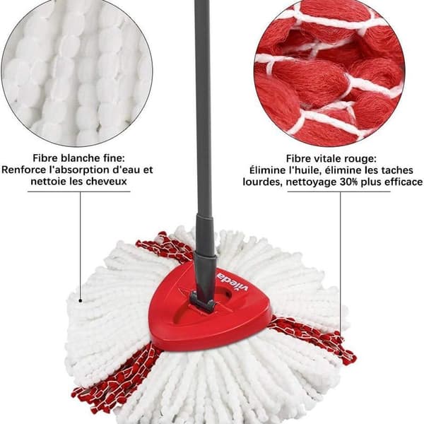 Sæt med 3 moppehoveder 2 i 1 mikrofibermopper til nem vridning og rengøring