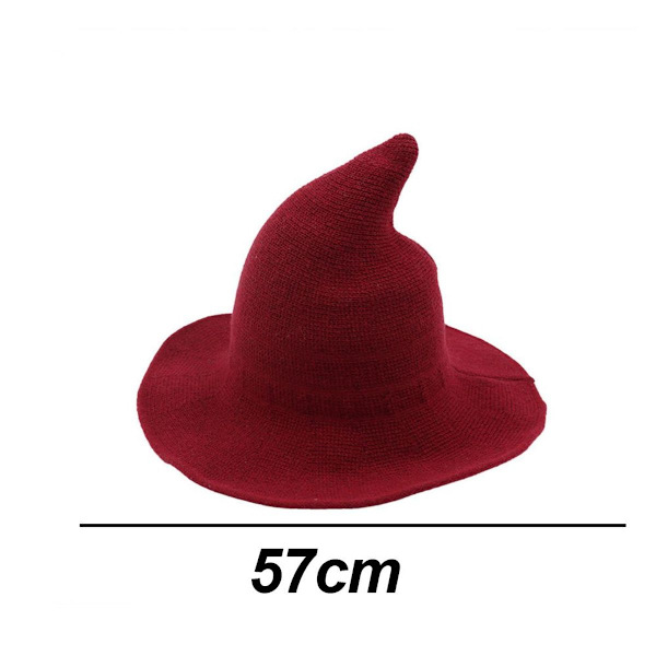 Dame Halloween Heksehat Uld Hat Bred Skygge Spire Strikket Stil 2