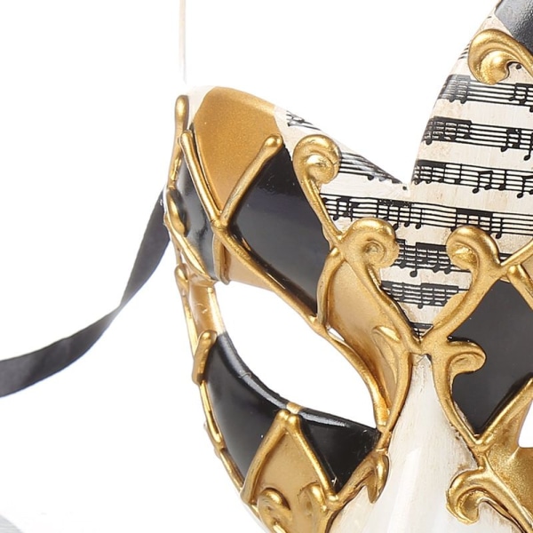 Maskeradmask för män (guld/svart), vintage venetiansk pläd Mardi Gras musikalisk festmask