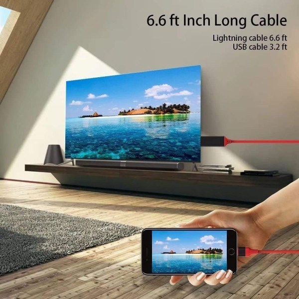 Apple MFi-certifierad Lightning till HDMI-kabeladapter Röd