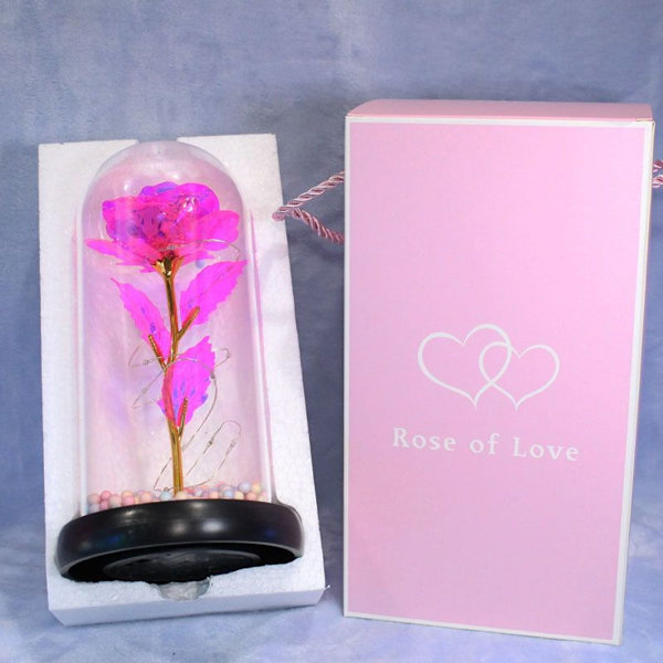 LED dekorative roser og LED lys i glaskuppel rose kit til boligindretning, fødselsdag