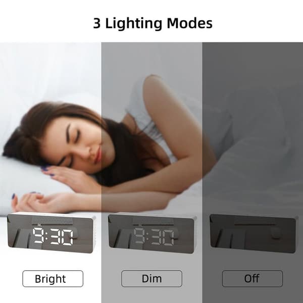 LED-spegel digital bordsur, klocka, display, datum, temperatur för hem och sovrum