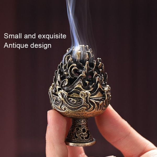 Retro Innendørs Aroma Diffuser Kobberlegering Smoker Ornament-Stor Bronse