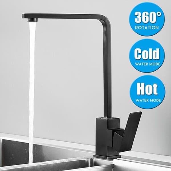 Sort køkkenarmatur med 360° rotation