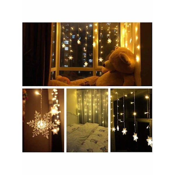 Jouluvalot, Verhovalot, 3,5m LED Lumihiutale Valot 8 Valotilaa, Ikkunan Koristelu, Joulu, Hää, Syntymäpäivä, Koti, Terassi, Valkoinen