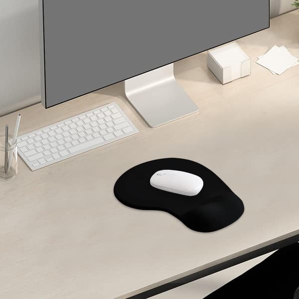 Musemåtte med håndledsstøtte, ergonomisk musepude, sort mus