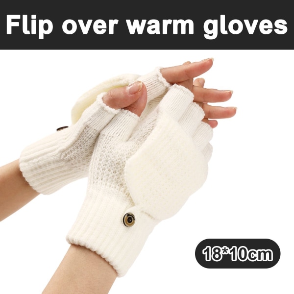 Dam vinterhandskar, 2-pack varma stickade konvertibla fingerlösa handkombination 4 KLB