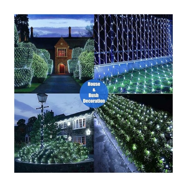Net Lys Garland, 480 LED Net Lys 6M X 3M 8 Vandtætte Energifunktioner, Dæmpbar til Soveværelse Jul Bryllupsfest Hjem Have, Hvid KLB